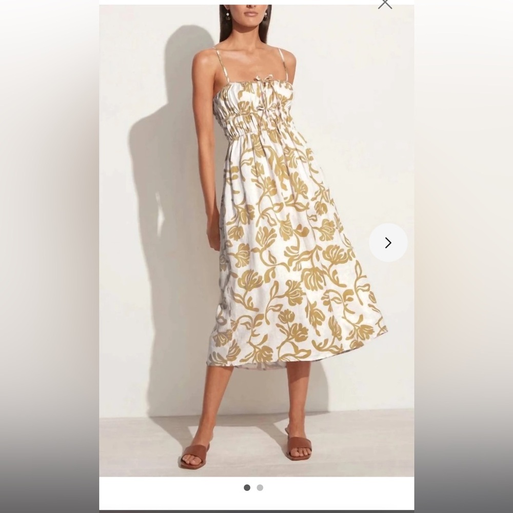 FAITHFULL THE BRAND Francesca Midi Dress - Ensola Floral Print in Oat (Size M)